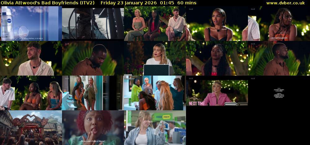 Olivia Attwood's Bad Boyfriends (ITV2) Friday 23 January 2026 01:45 - 02:45