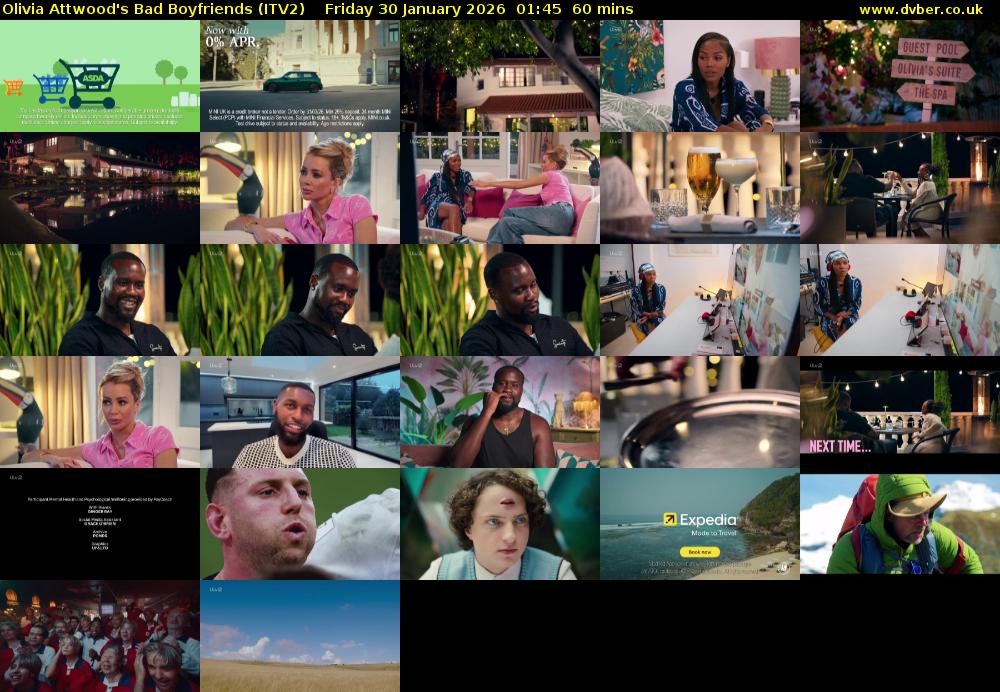 Olivia Attwood's Bad Boyfriends (ITV2) Friday 30 January 2026 01:45 - 02:45