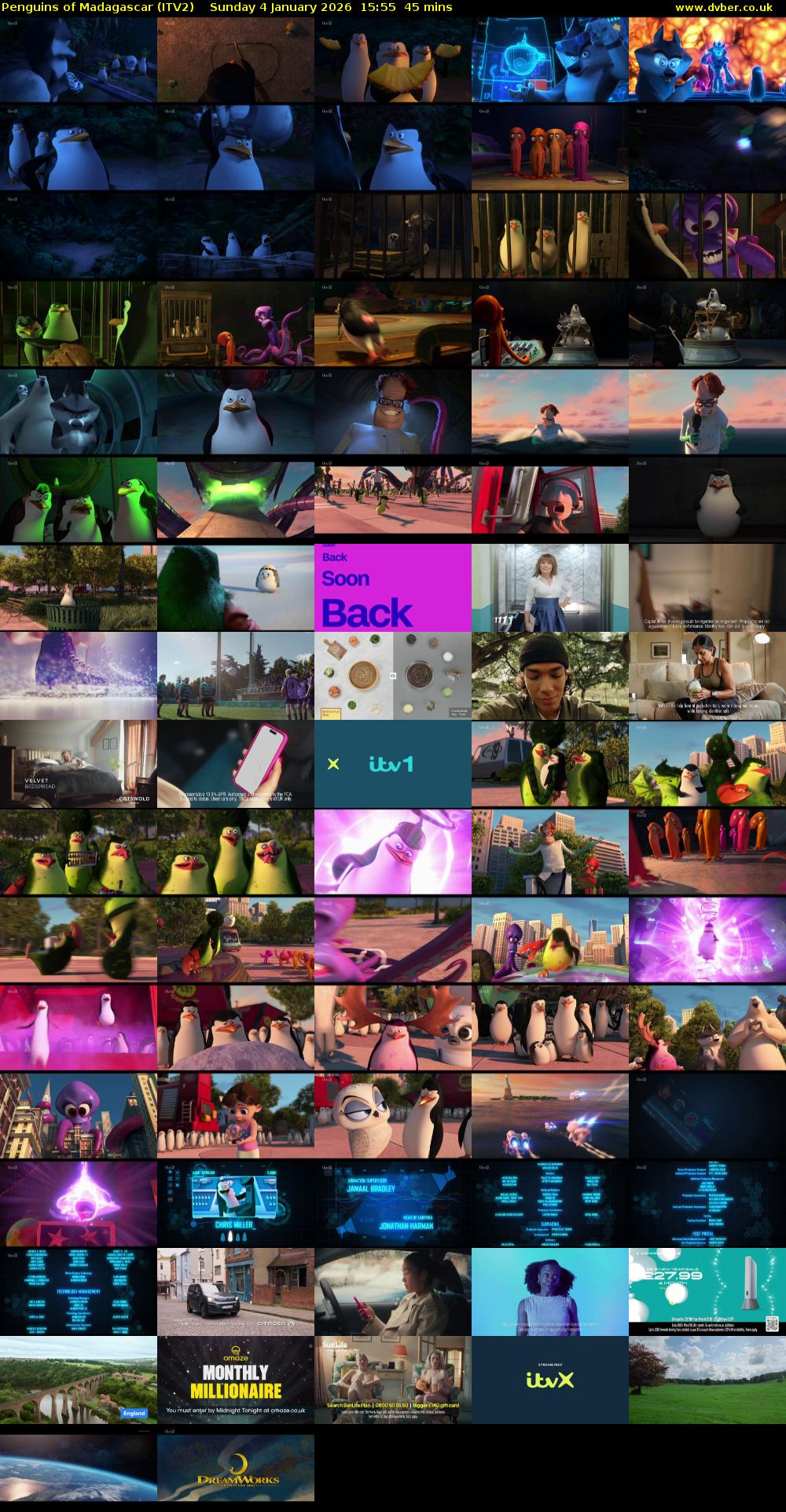 Penguins of Madagascar (ITV2) Sunday 4 January 2026 15:55 - 16:40