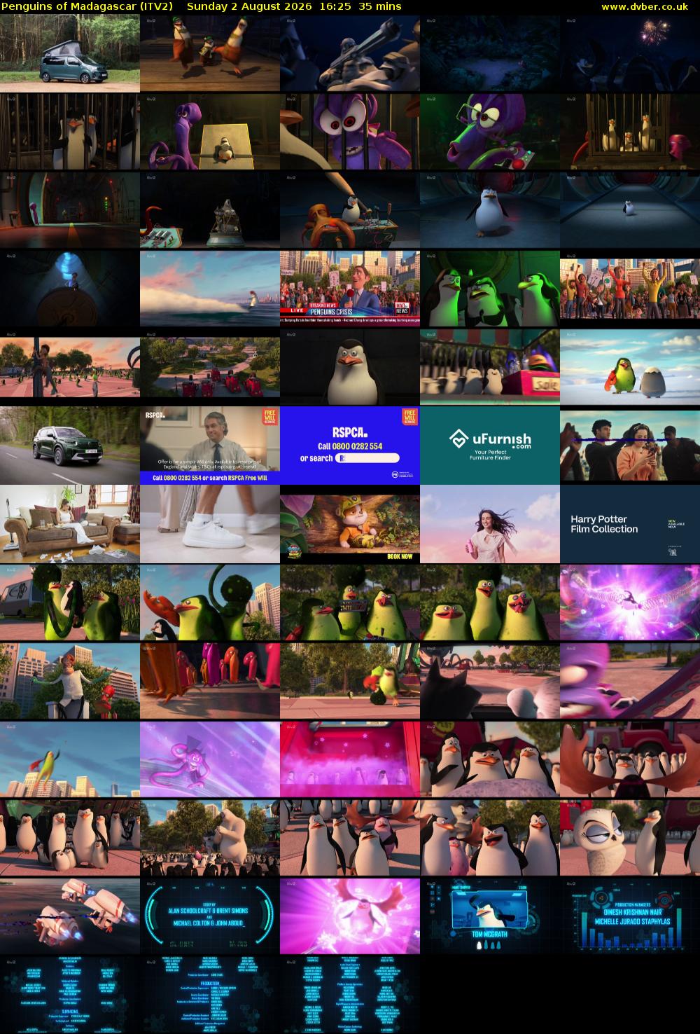Penguins of Madagascar (ITV2) Sunday 2 August 2026 16:25 - 17:00