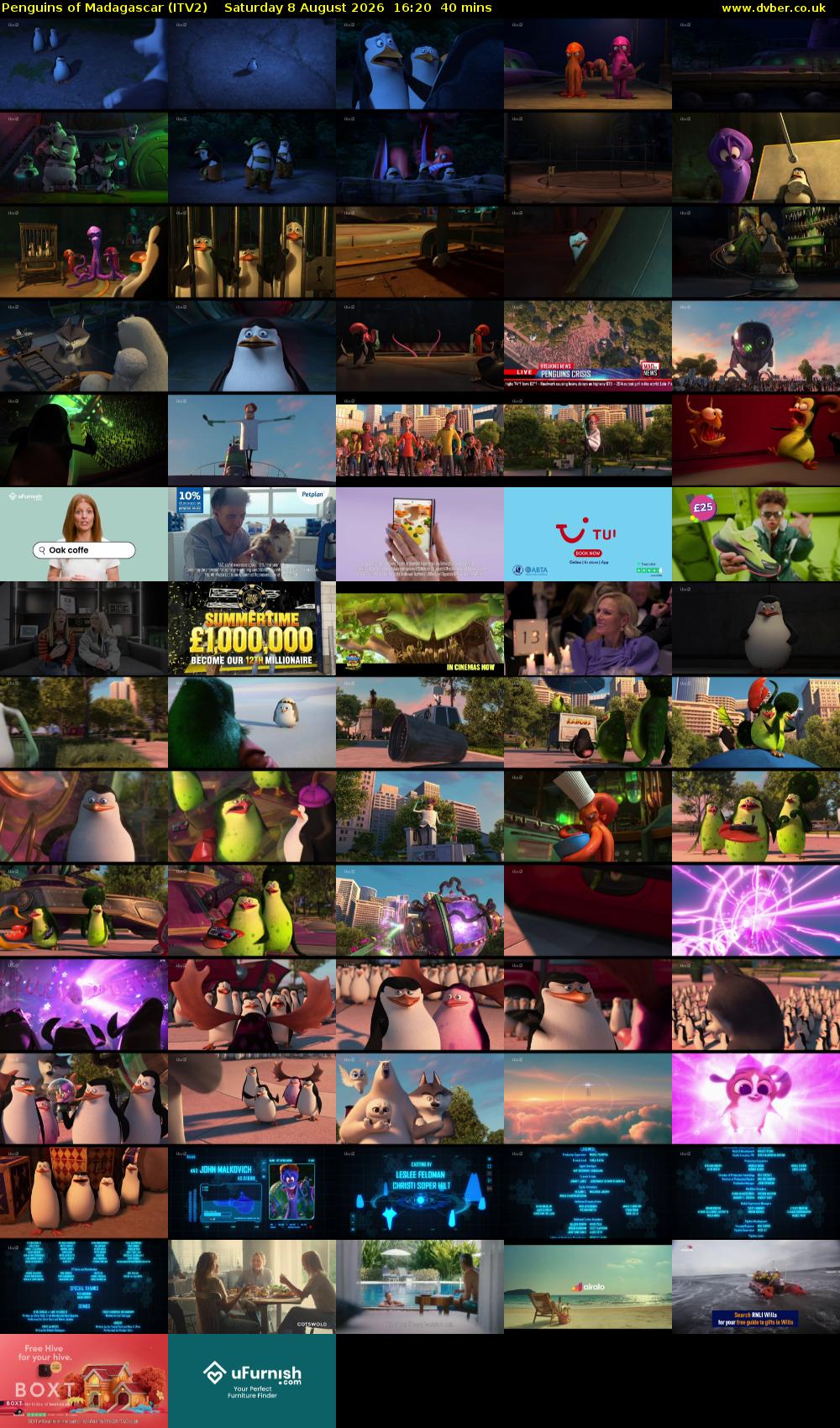 Penguins of Madagascar (ITV2) Saturday 8 August 2026 16:20 - 17:00