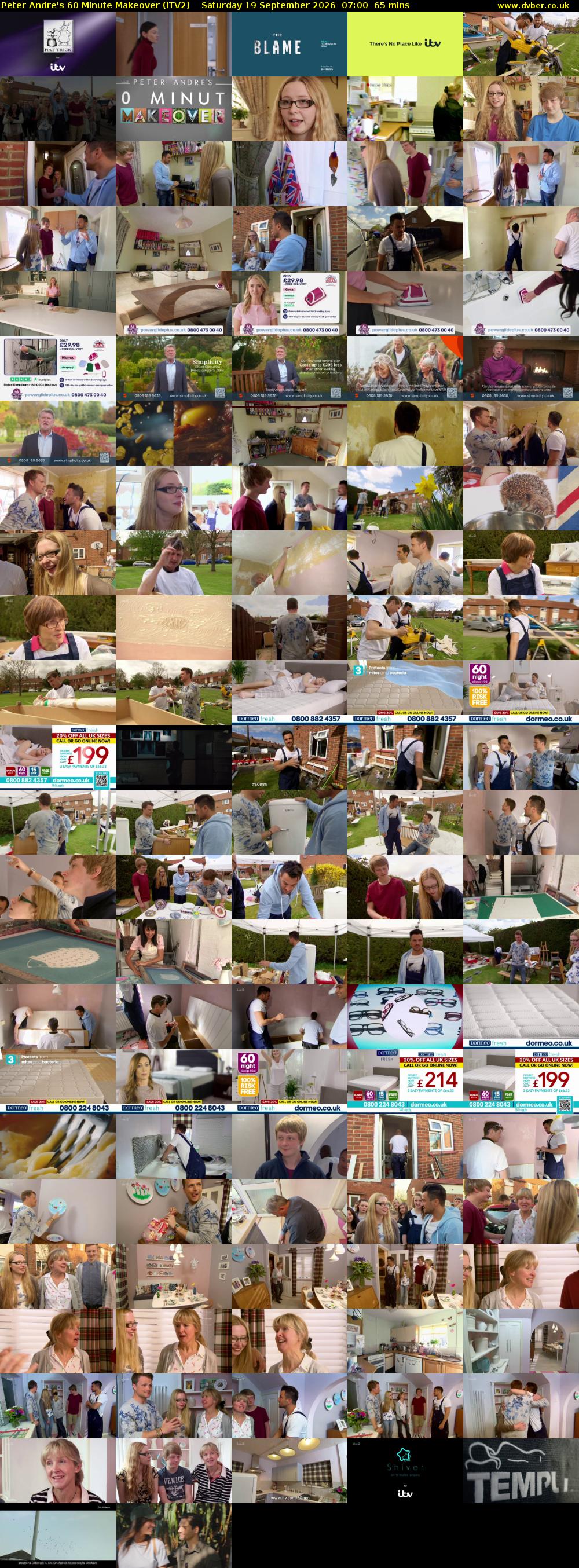 Peter Andre's 60 Minute Makeover (ITV2) Saturday 19 September 2026 07:00 - 08:05