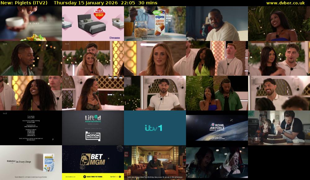 Piglets (ITV2) Thursday 15 January 2026 22:05 - 22:35