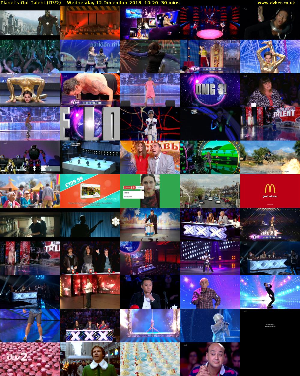Planet's Got Talent (ITV2) Wednesday 12 December 2018 10:20 - 10:50