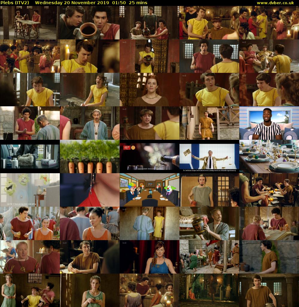 Plebs (ITV2) Wednesday 20 November 2019 01:50 - 02:15