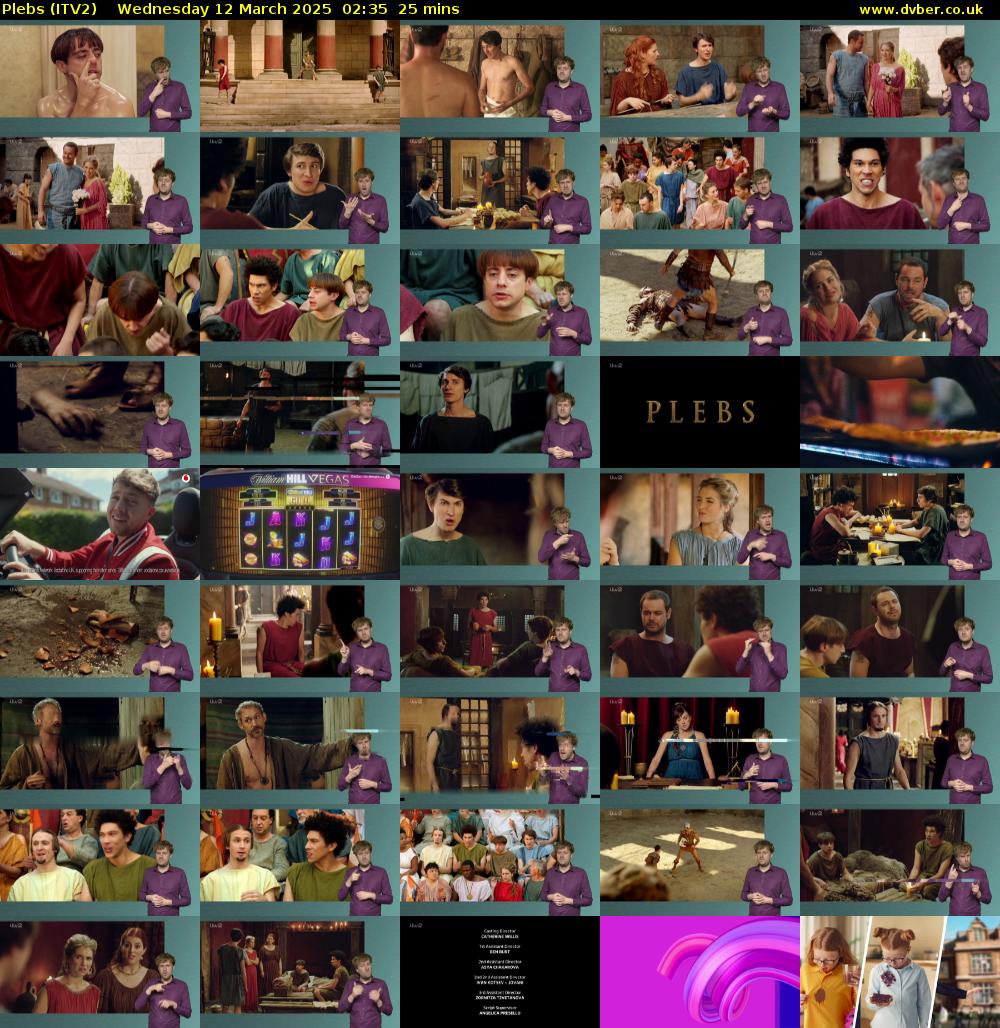 Plebs (ITV2) Wednesday 12 March 2025 02:35 - 03:00