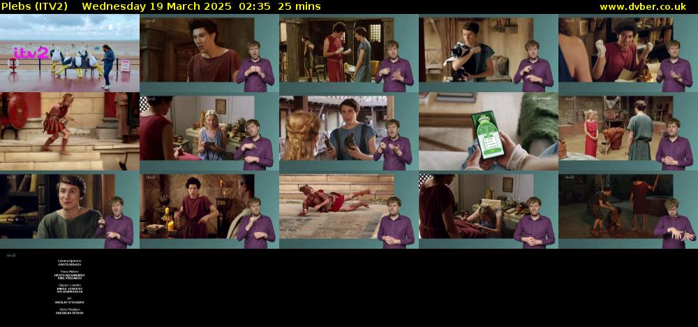 Plebs (ITV2) Wednesday 19 March 2025 02:35 - 03:00