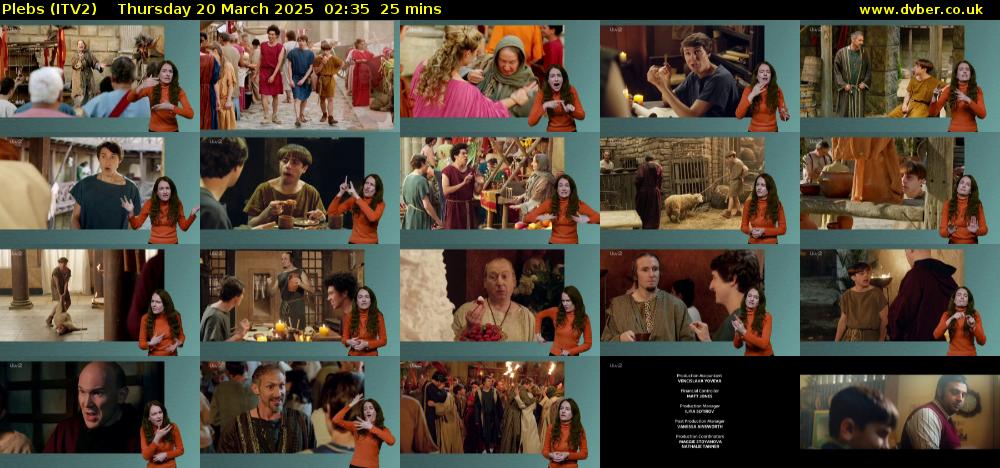 Plebs (ITV2) Thursday 20 March 2025 02:35 - 03:00