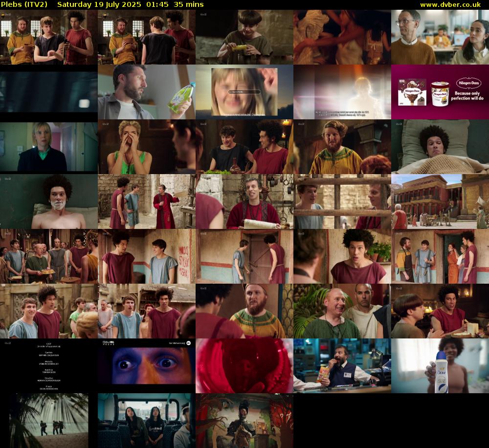 Plebs (ITV2) Saturday 19 July 2025 01:45 - 02:20