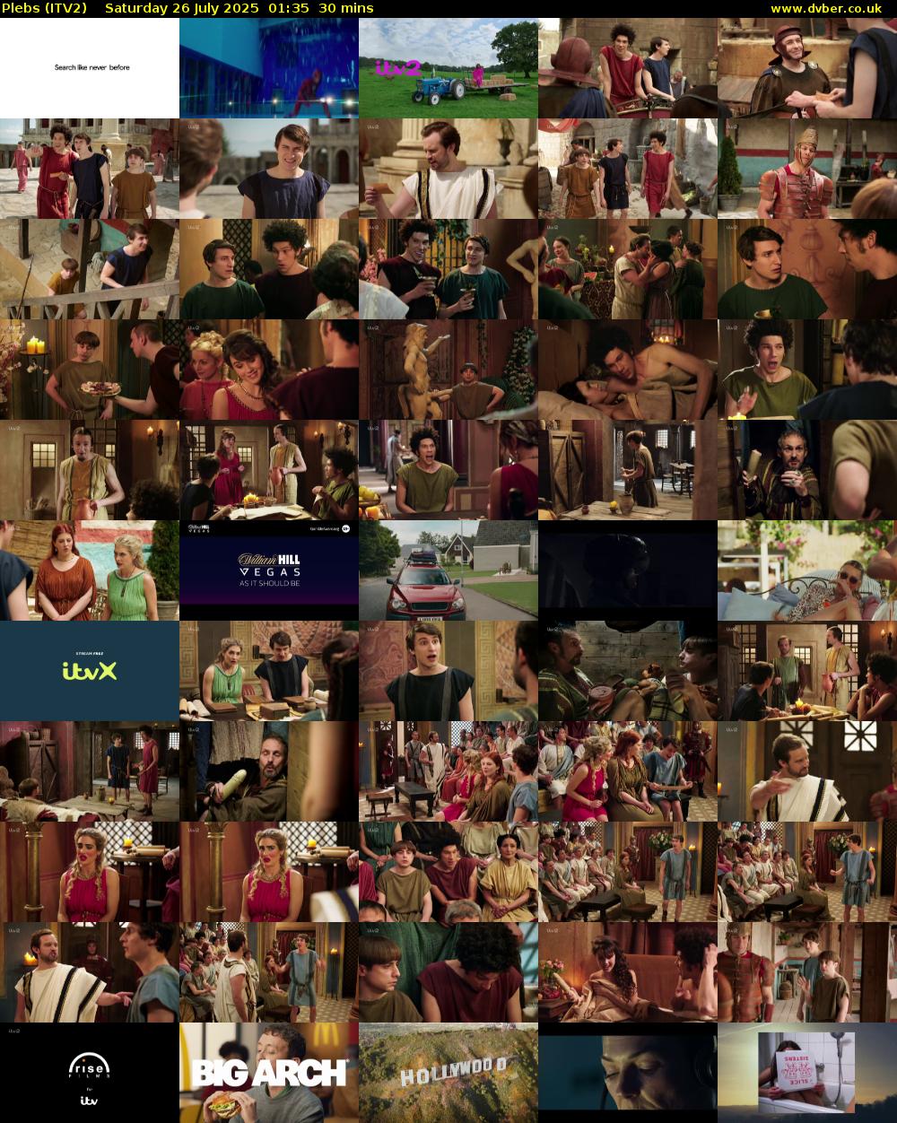 Plebs (ITV2) Saturday 26 July 2025 01:35 - 02:05
