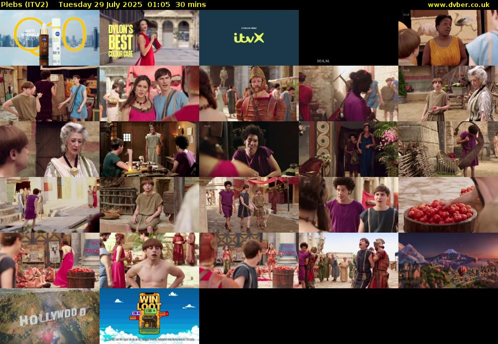 Plebs (ITV2) Tuesday 29 July 2025 01:05 - 01:35