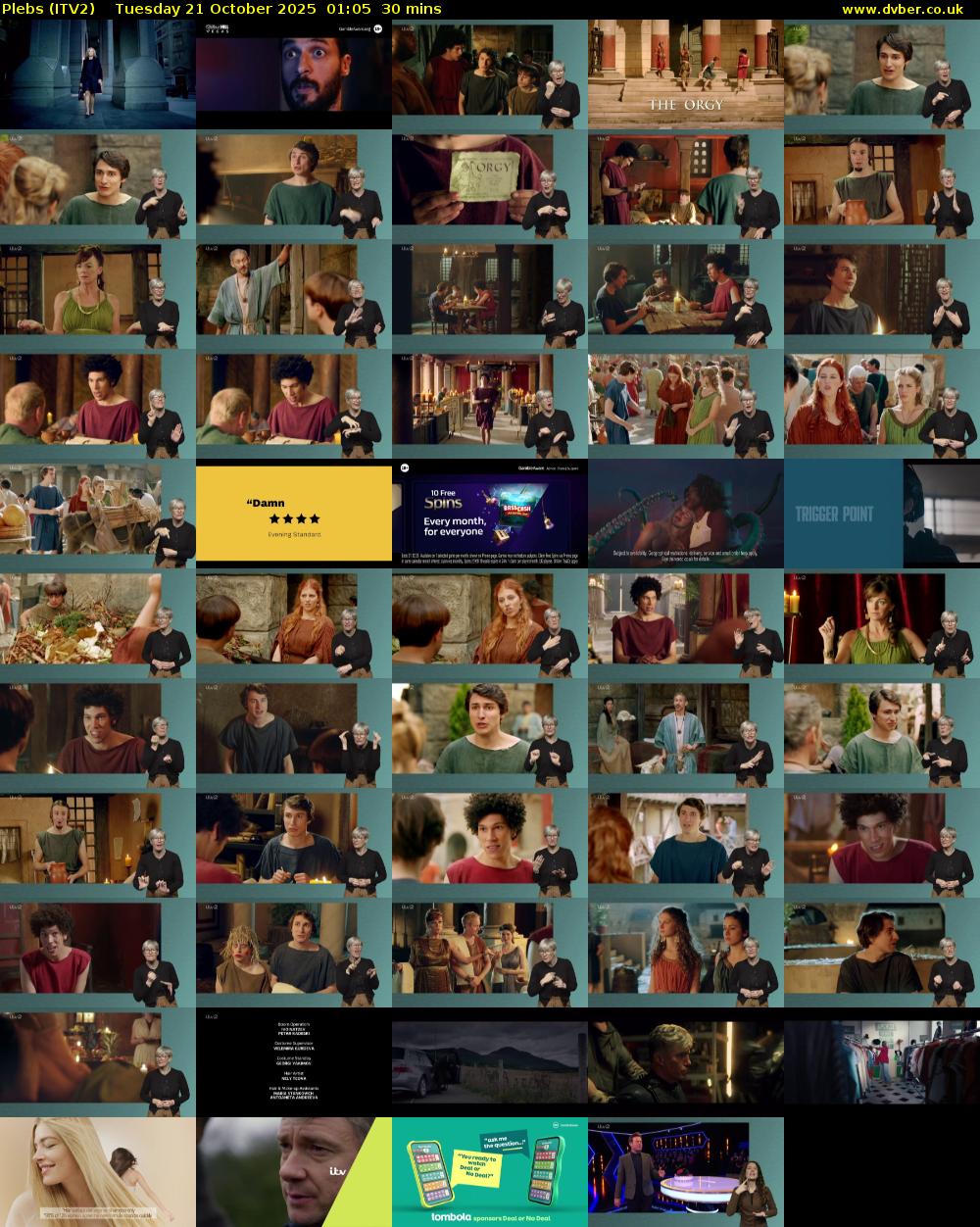 Plebs (ITV2) Tuesday 21 October 2025 01:05 - 01:35