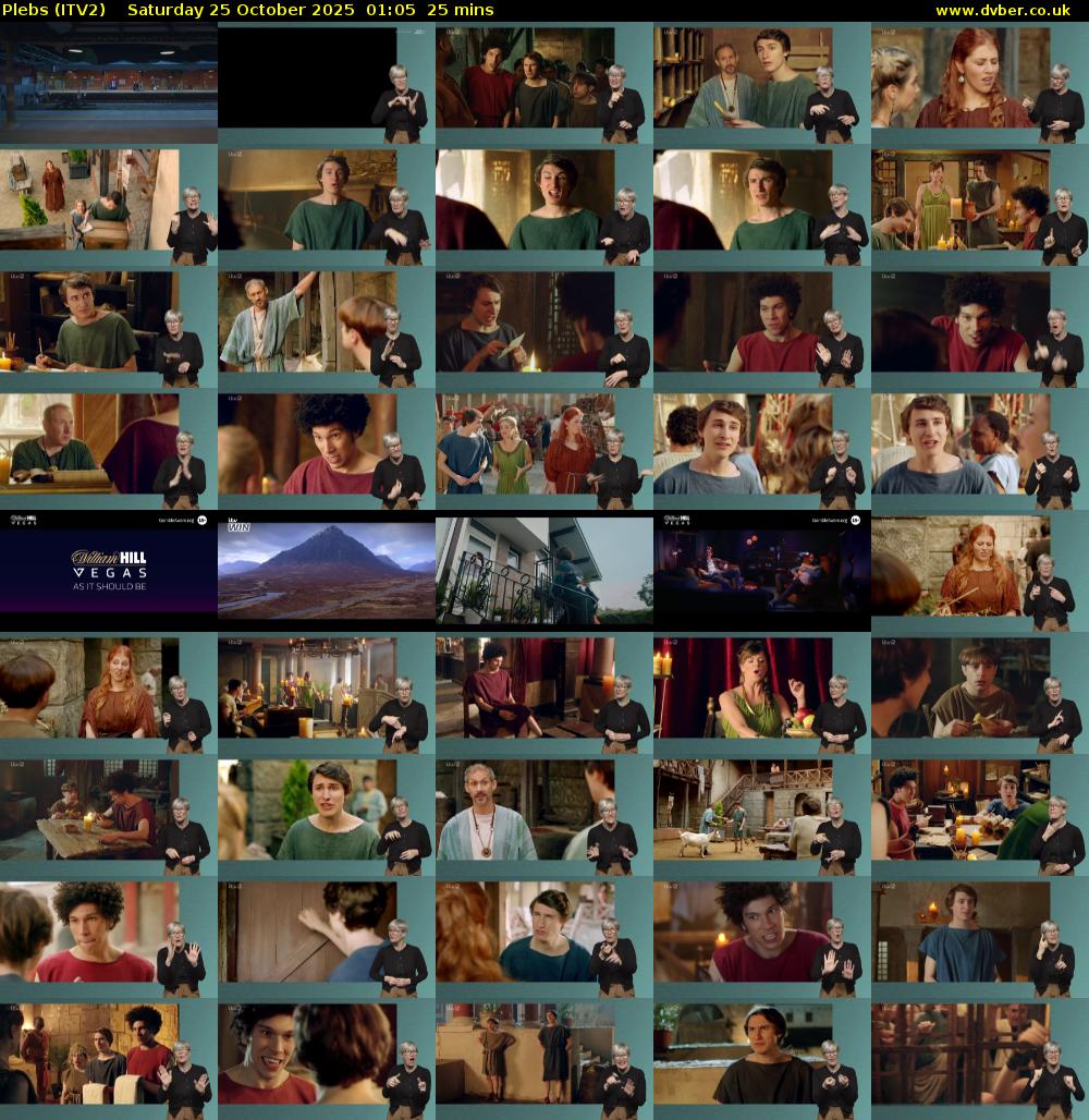 Plebs (ITV2) Saturday 25 October 2025 01:05 - 01:30