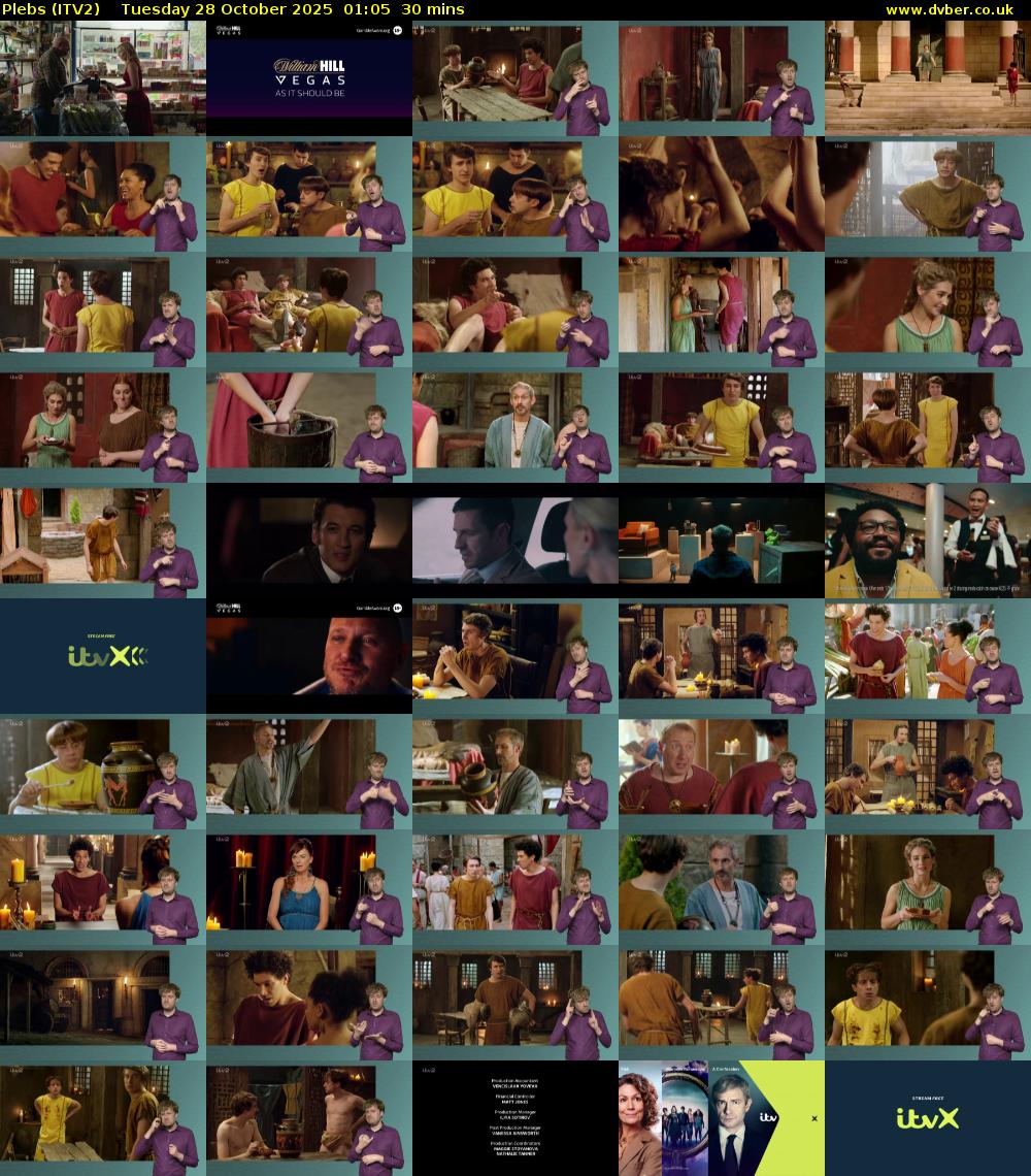 Plebs (ITV2) Tuesday 28 October 2025 01:05 - 01:35