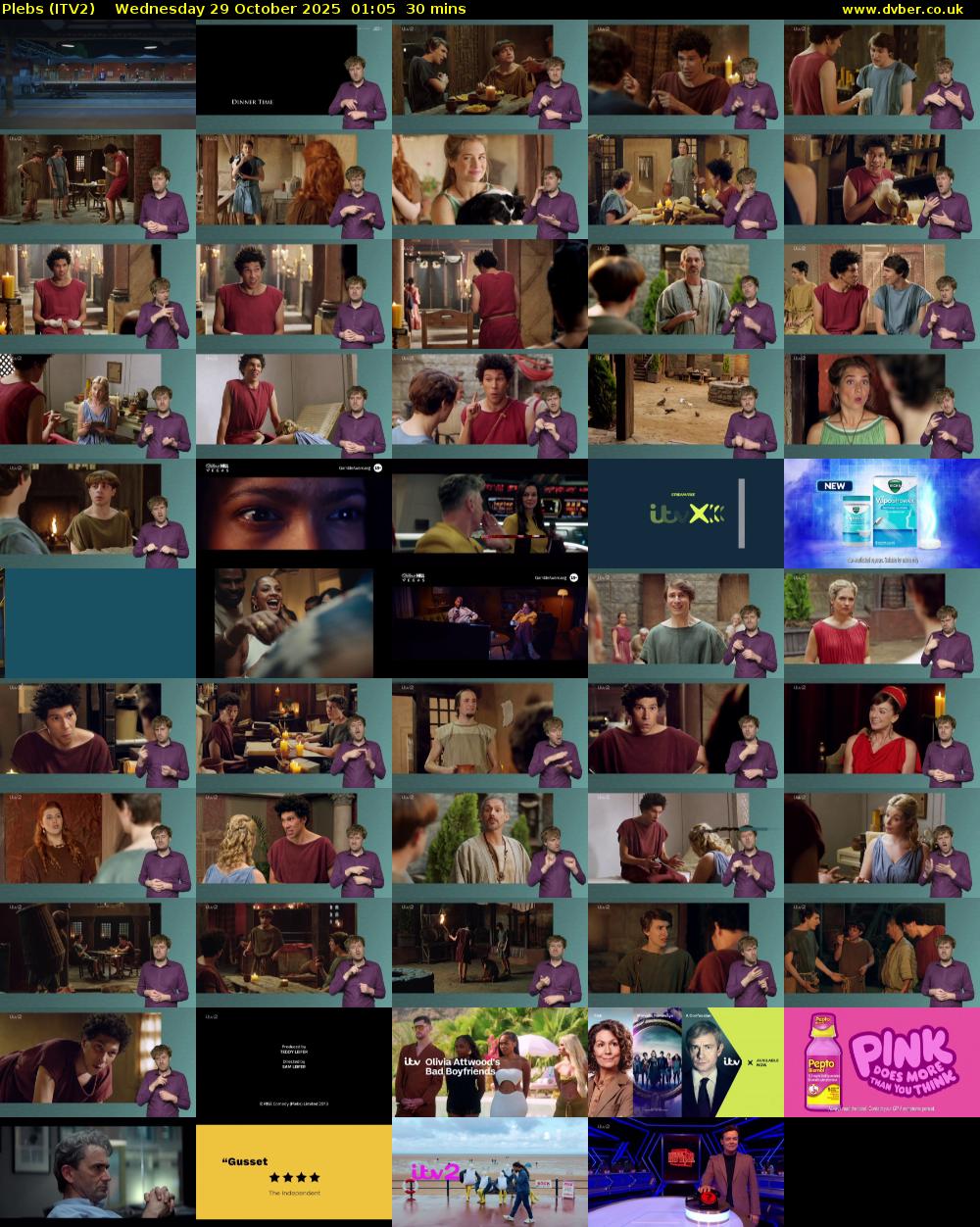 Plebs (ITV2) Wednesday 29 October 2025 01:05 - 01:35