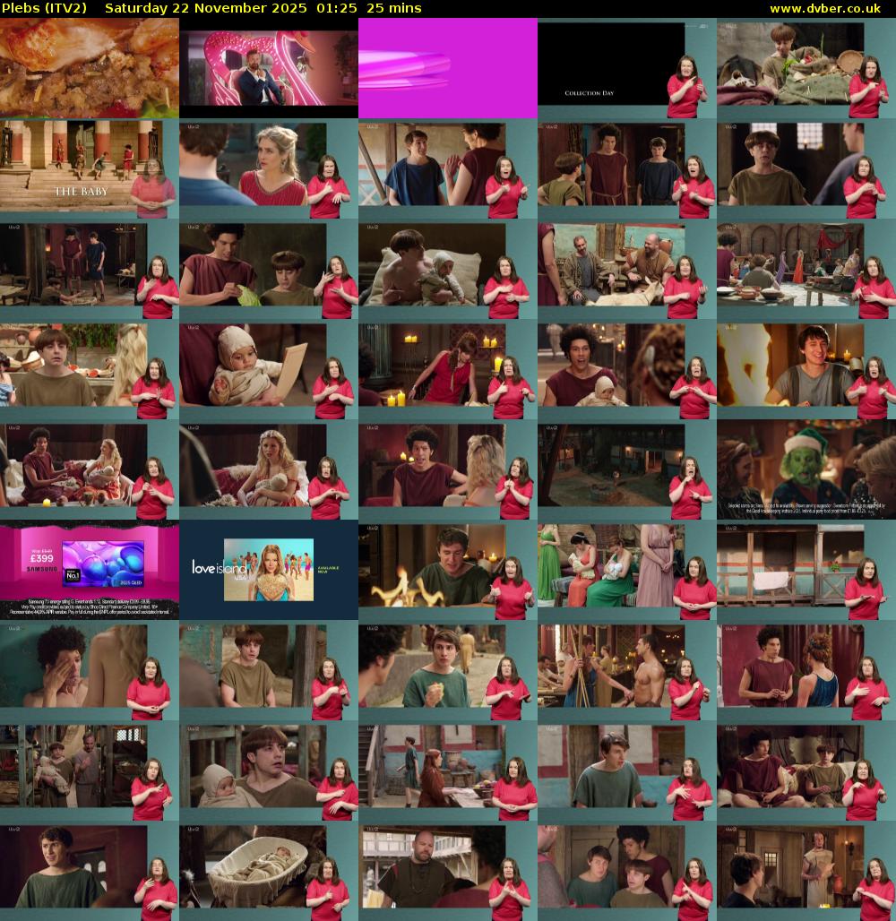 Plebs (ITV2) Saturday 22 November 2025 01:25 - 01:50