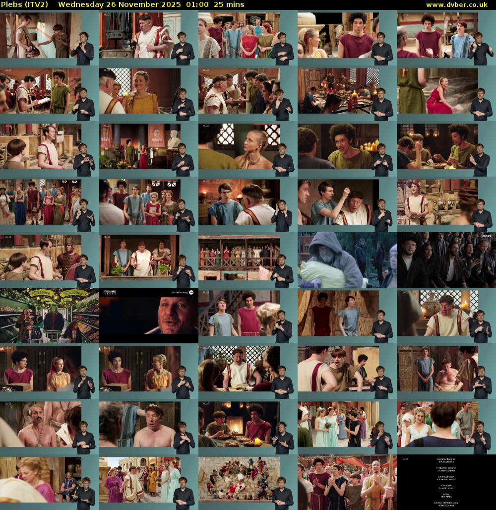 Plebs (ITV2) Wednesday 26 November 2025 01:00 - 01:25