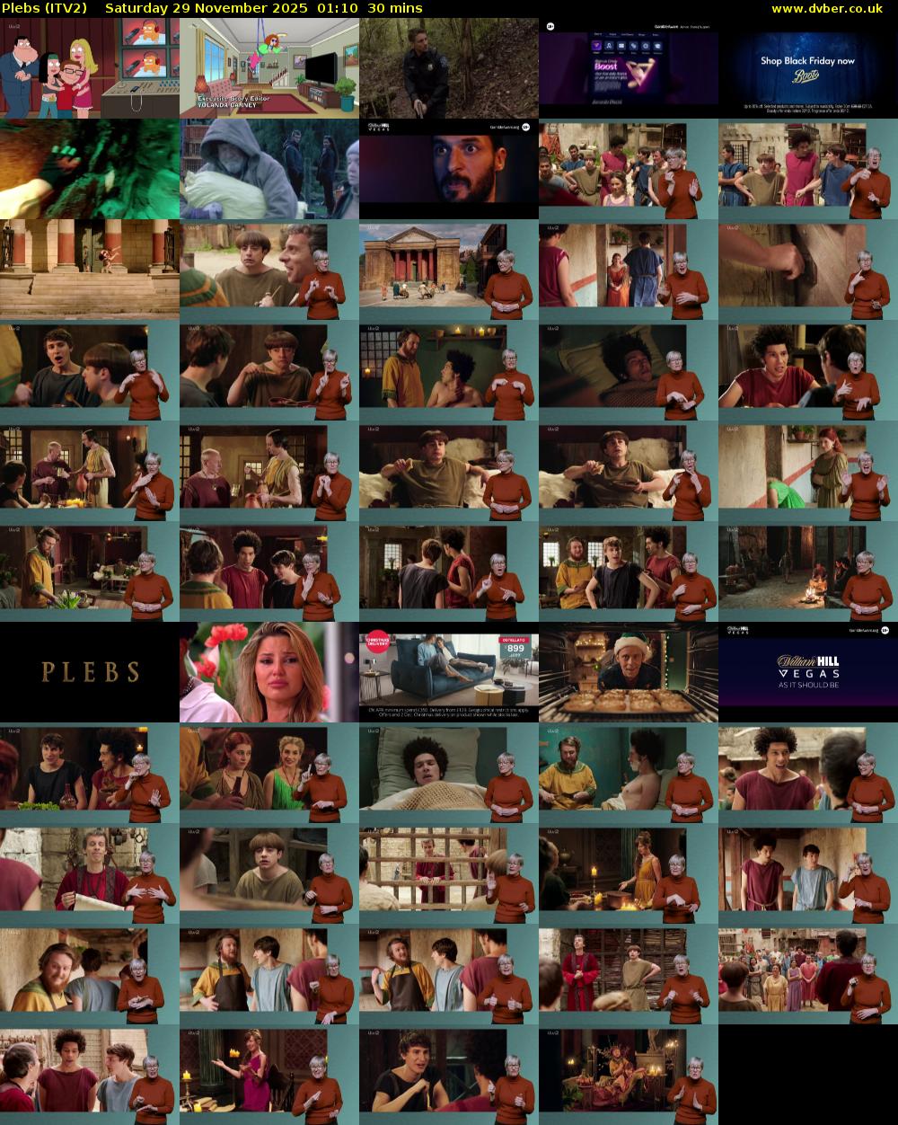 Plebs (ITV2) Saturday 29 November 2025 01:10 - 01:40