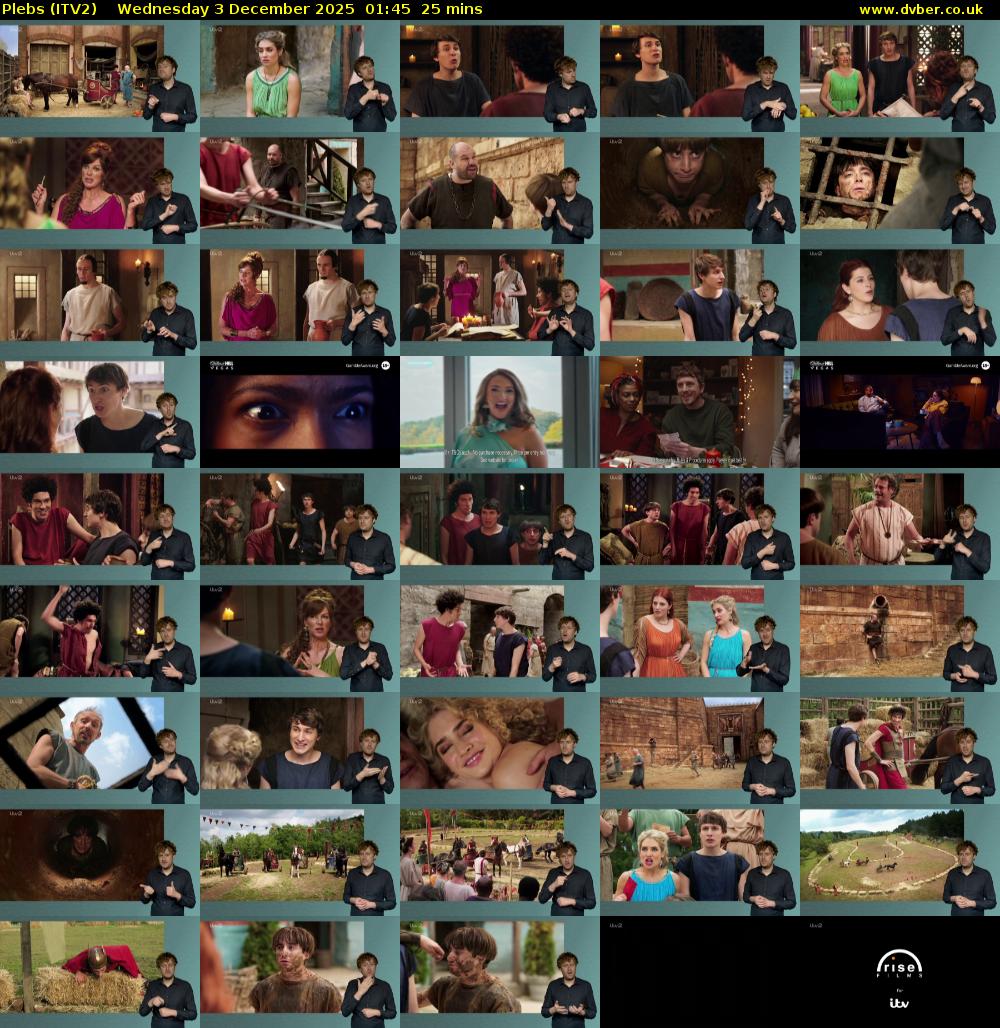 Plebs (ITV2) Wednesday 3 December 2025 01:45 - 02:10