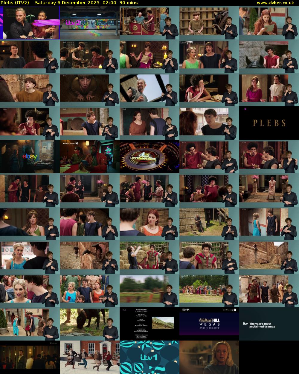 Plebs (ITV2) Saturday 6 December 2025 02:00 - 02:30