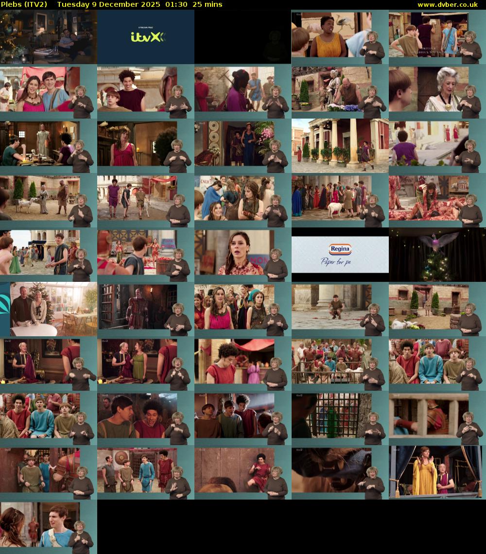 Plebs (ITV2) Tuesday 9 December 2025 01:30 - 01:55