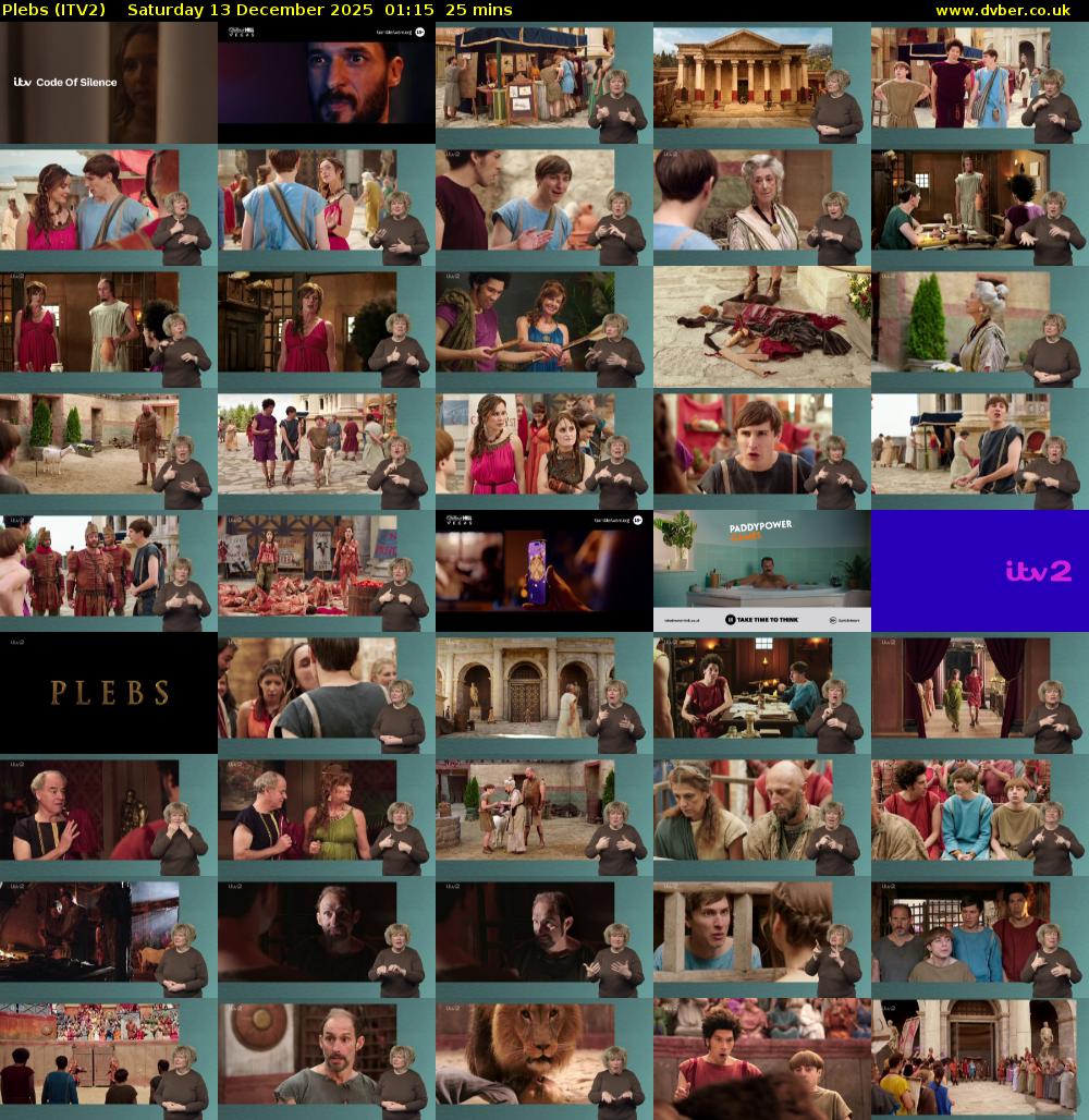 Plebs (ITV2) Saturday 13 December 2025 01:15 - 01:40