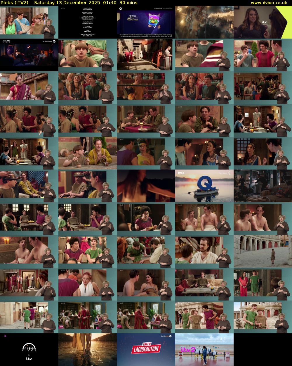 Plebs (ITV2) Saturday 13 December 2025 01:40 - 02:10