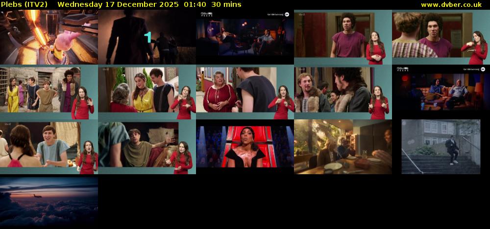 Plebs (ITV2) Wednesday 17 December 2025 01:40 - 02:10
