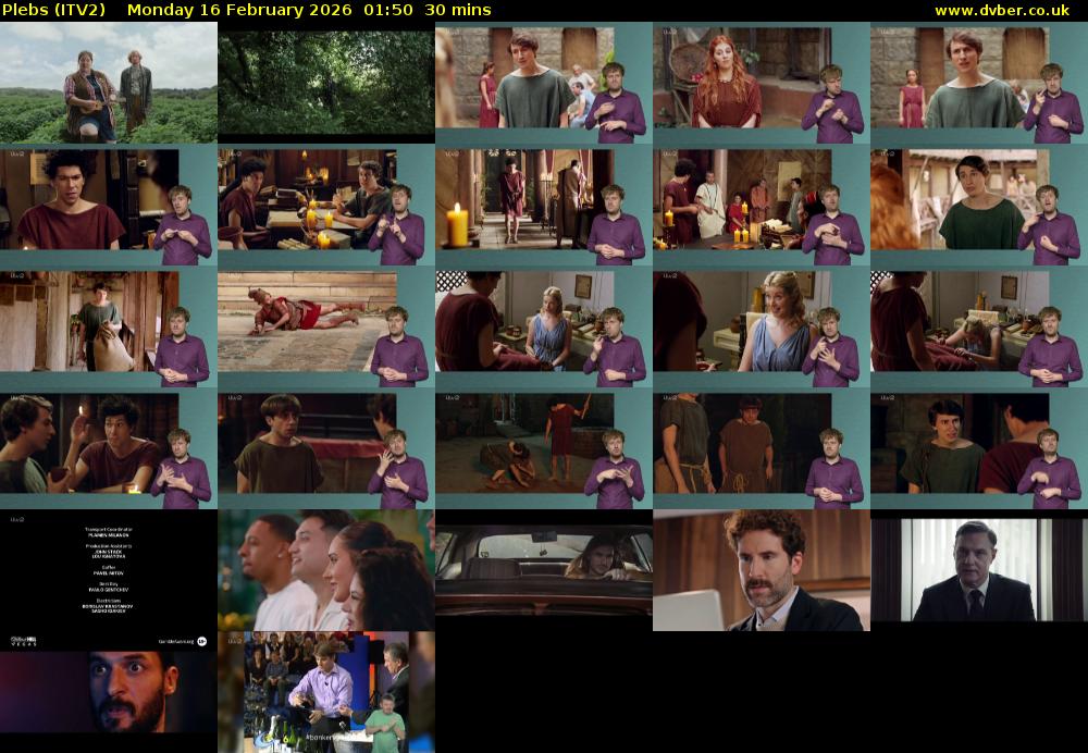 Plebs (ITV2) Monday 16 February 2026 01:50 - 02:20