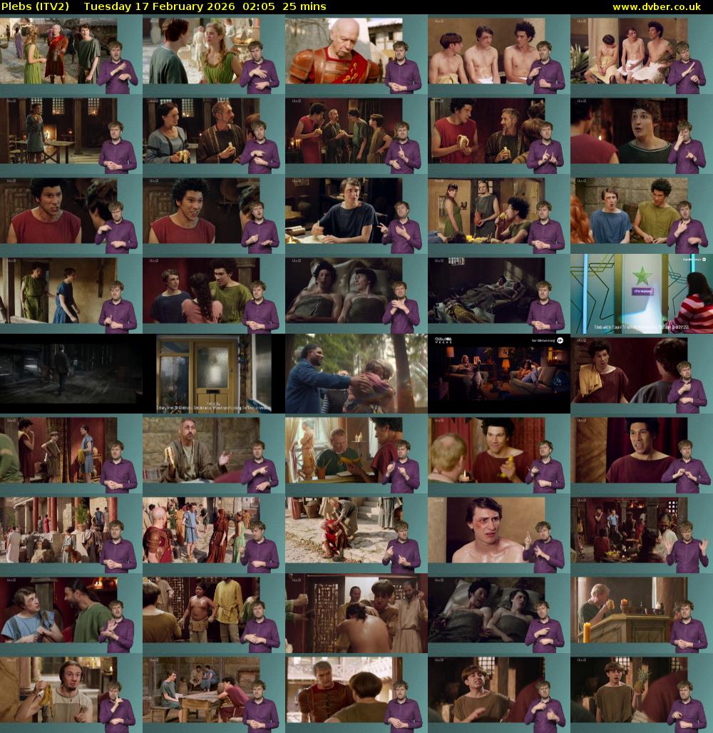 Plebs (ITV2) Tuesday 17 February 2026 02:05 - 02:30