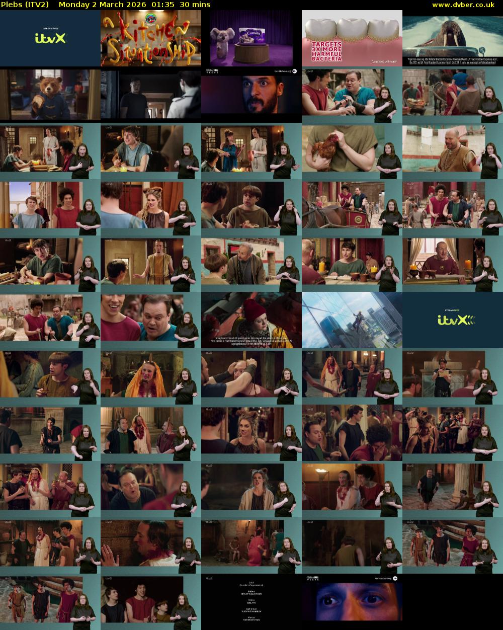 Plebs (ITV2) Monday 2 March 2026 01:35 - 02:05