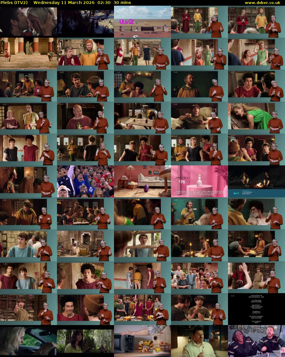 Plebs (ITV2) Wednesday 11 March 2026 02:30 - 03:00