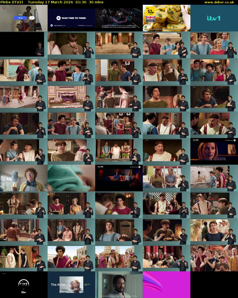 Plebs (ITV2) Tuesday 17 March 2026 01:30 - 02:00