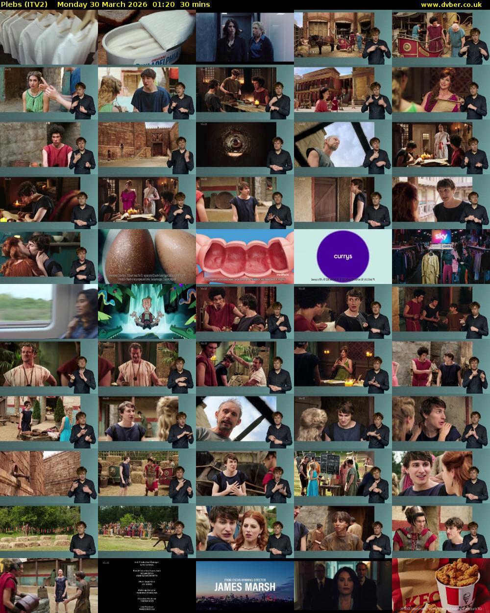 Plebs (ITV2) Monday 30 March 2026 01:20 - 01:50