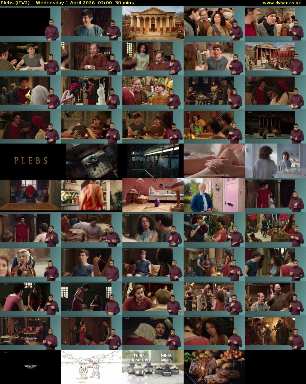 Plebs (ITV2) Wednesday 1 April 2026 02:00 - 02:30