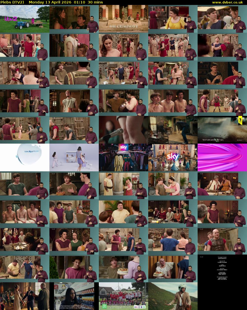 Plebs (ITV2) Monday 13 April 2026 01:10 - 01:40