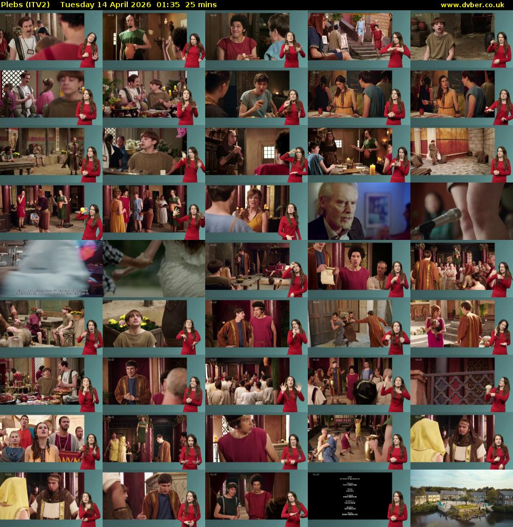 Plebs (ITV2) Tuesday 14 April 2026 01:35 - 02:00