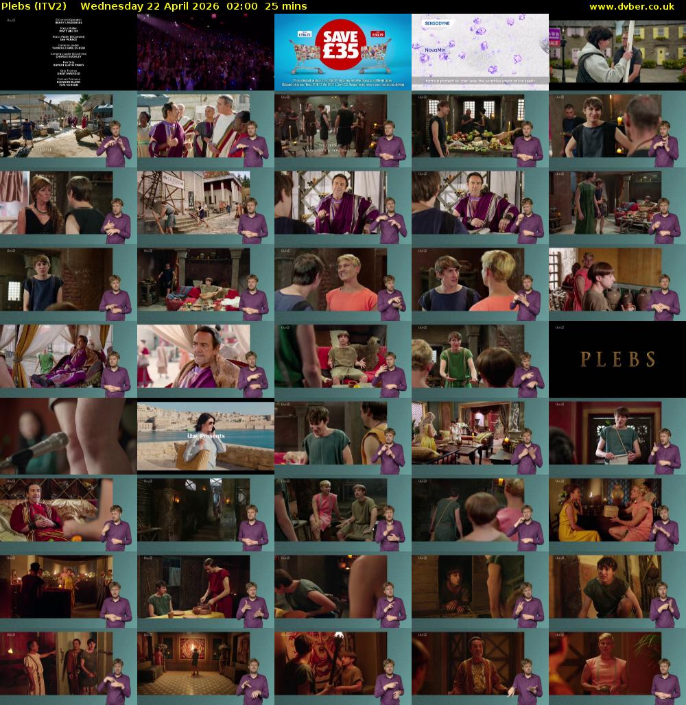 Plebs (ITV2) Wednesday 22 April 2026 02:00 - 02:25