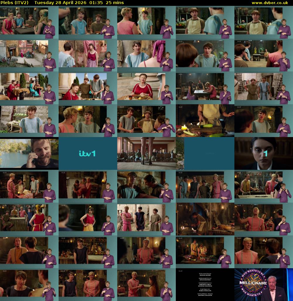 Plebs (ITV2) Tuesday 28 April 2026 01:35 - 02:00