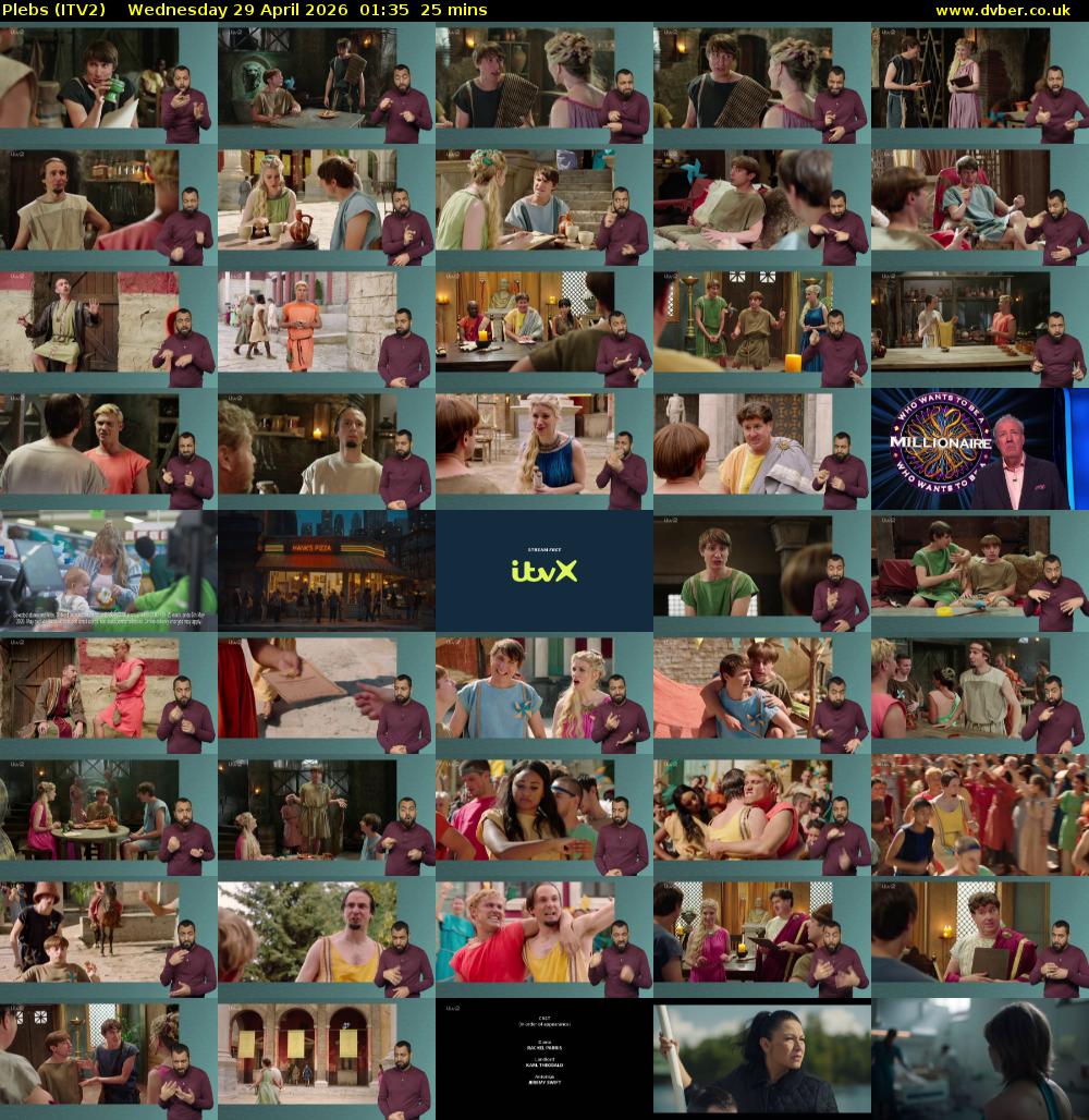 Plebs (ITV2) Wednesday 29 April 2026 01:35 - 02:00