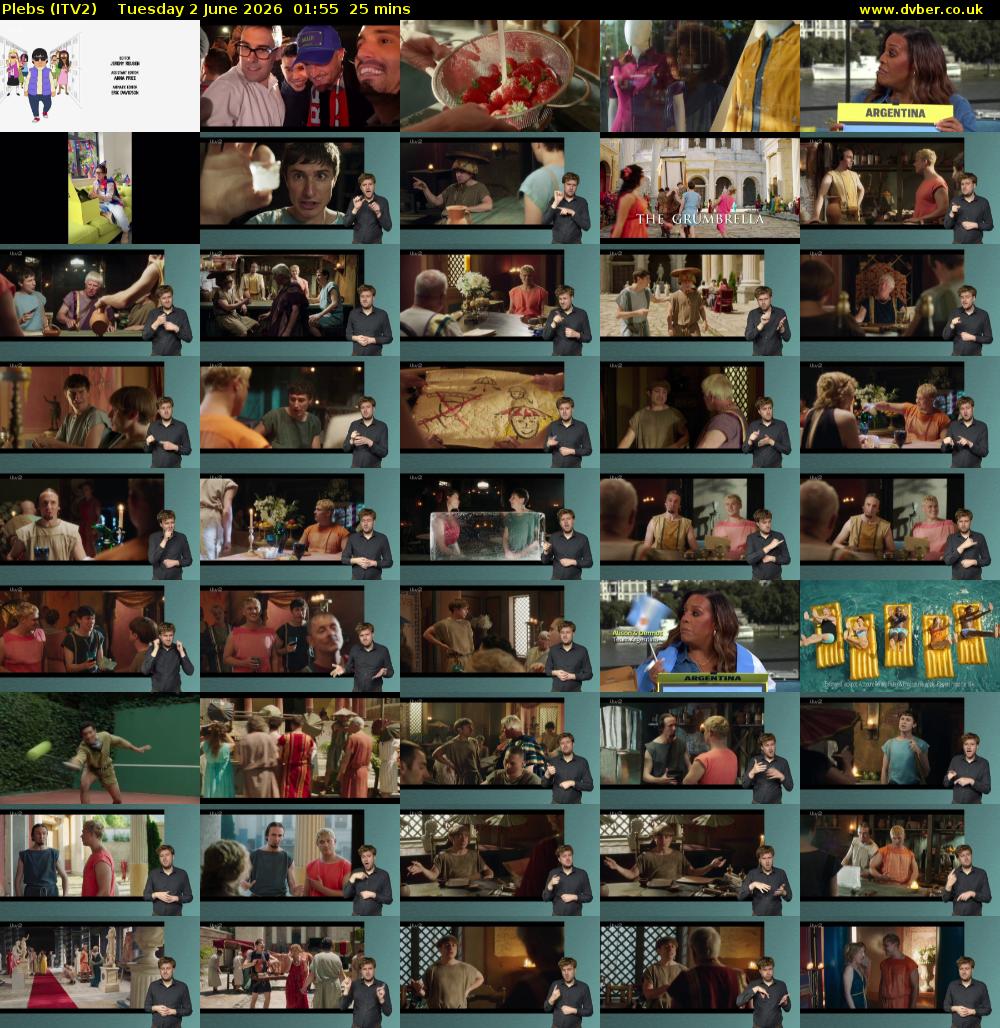 Plebs (ITV2) Tuesday 2 June 2026 01:55 - 02:20