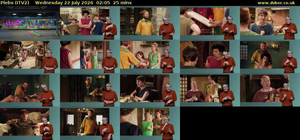 Plebs (ITV2) Wednesday 22 July 2026 02:05 - 02:30