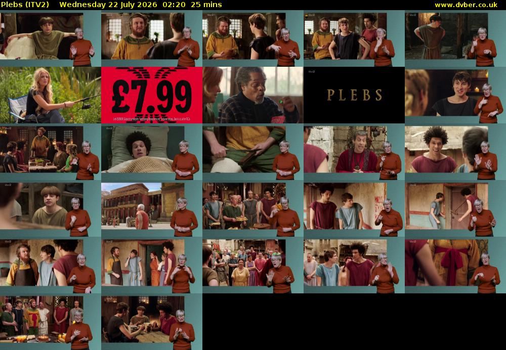 Plebs (ITV2) Wednesday 22 July 2026 02:20 - 02:45