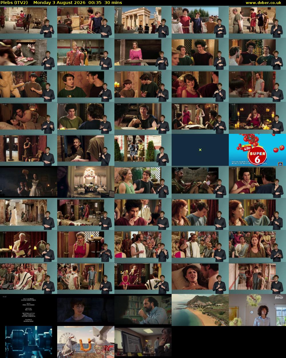 Plebs (ITV2) Monday 3 August 2026 00:35 - 01:05