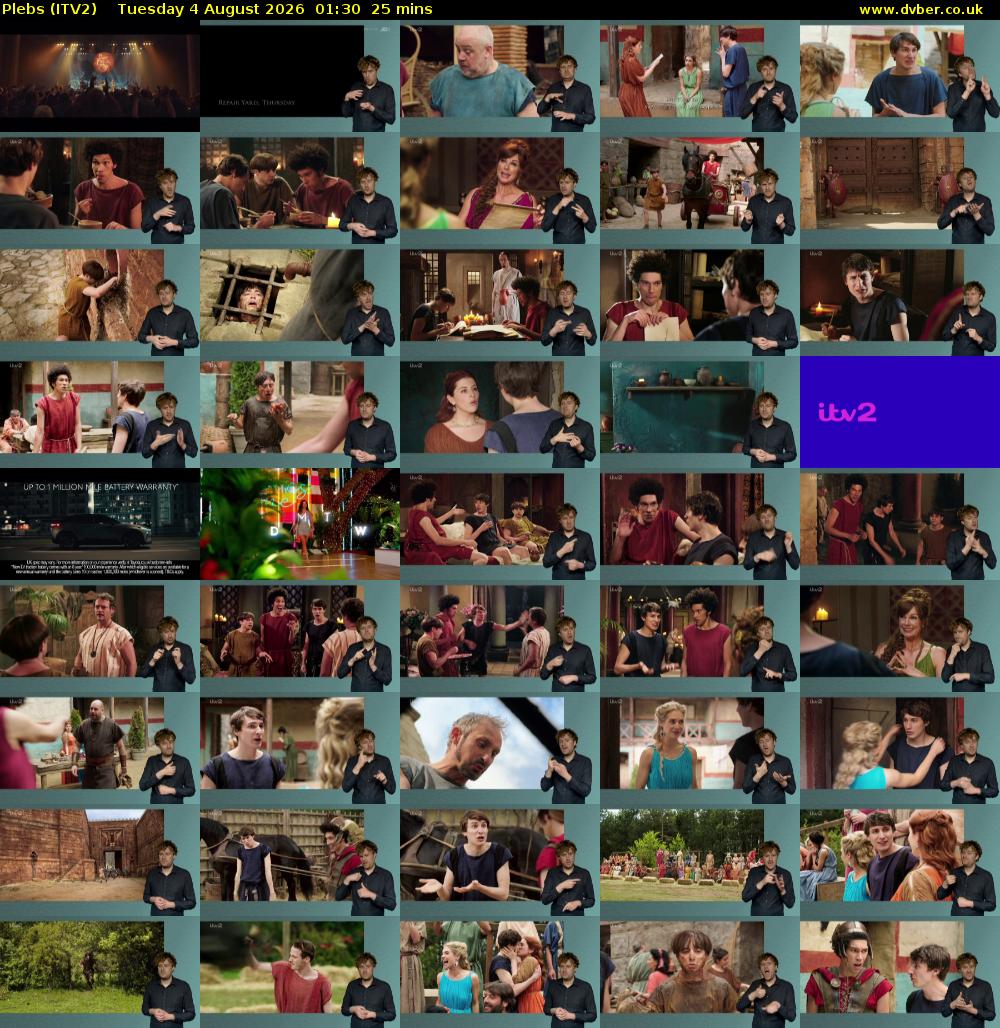 Plebs (ITV2) Tuesday 4 August 2026 01:30 - 01:55