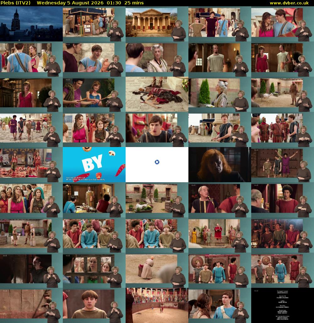 Plebs (ITV2) Wednesday 5 August 2026 01:30 - 01:55