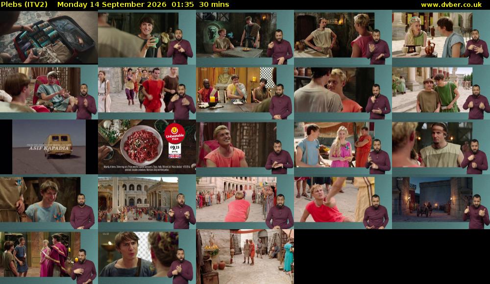 Plebs (ITV2) Monday 14 September 2026 01:35 - 02:05