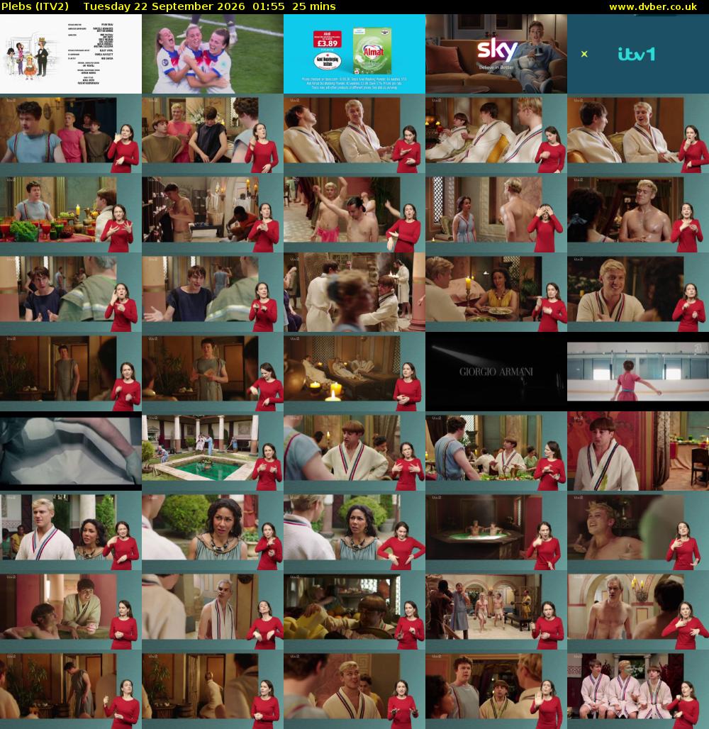 Plebs (ITV2) Tuesday 22 September 2026 01:55 - 02:20