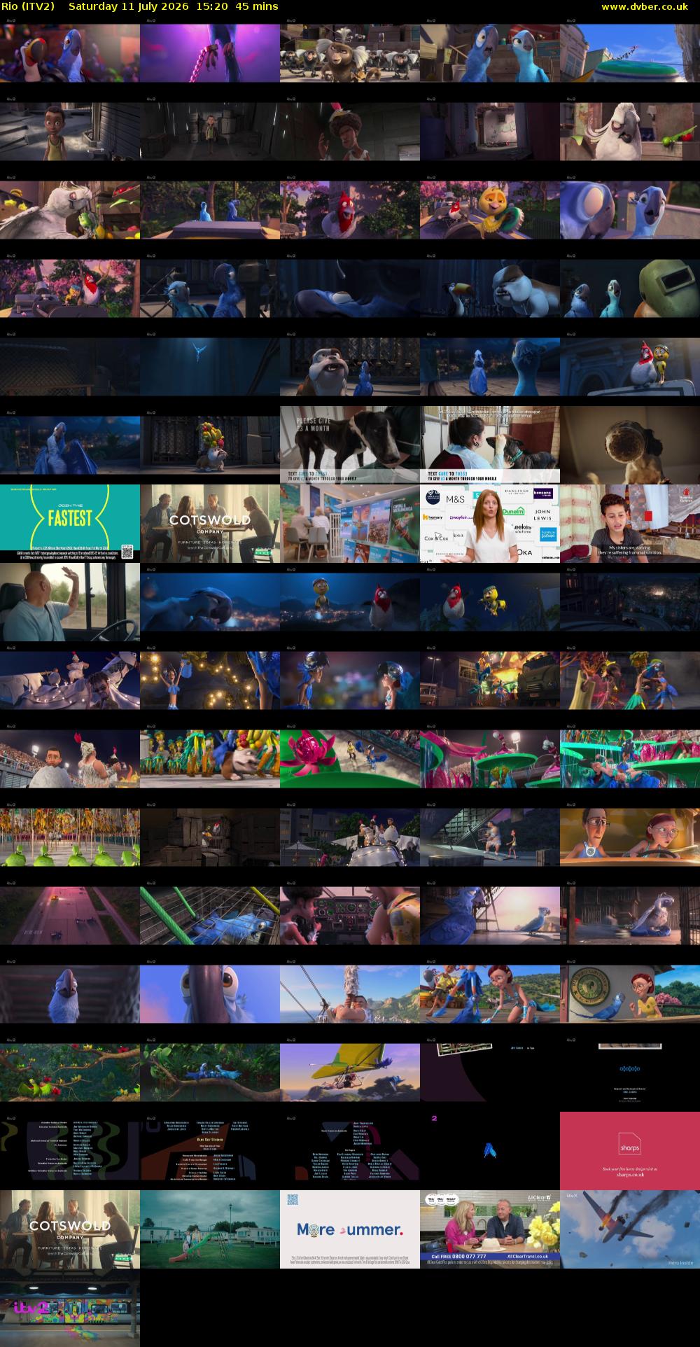 Rio (ITV2) Saturday 11 July 2026 15:20 - 16:05