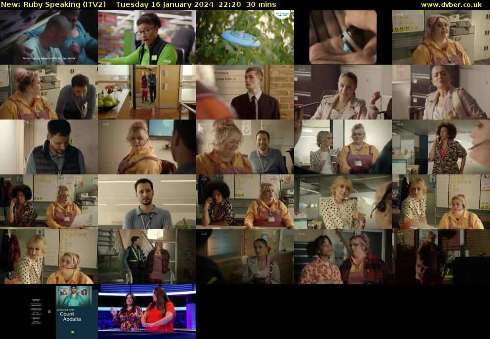 Ruby Speaking (ITV2) Tuesday 16 January 2024 22:20 - 22:50